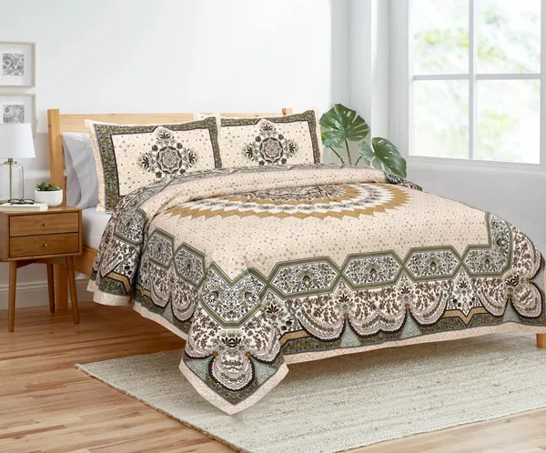 Green_Cotton_Kaleen_Classic_Double_Bedsheet_With_Pillow_Cover_100_X_108_Cm